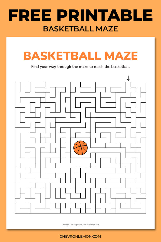 Printable basketball maze - Chevron Lemon