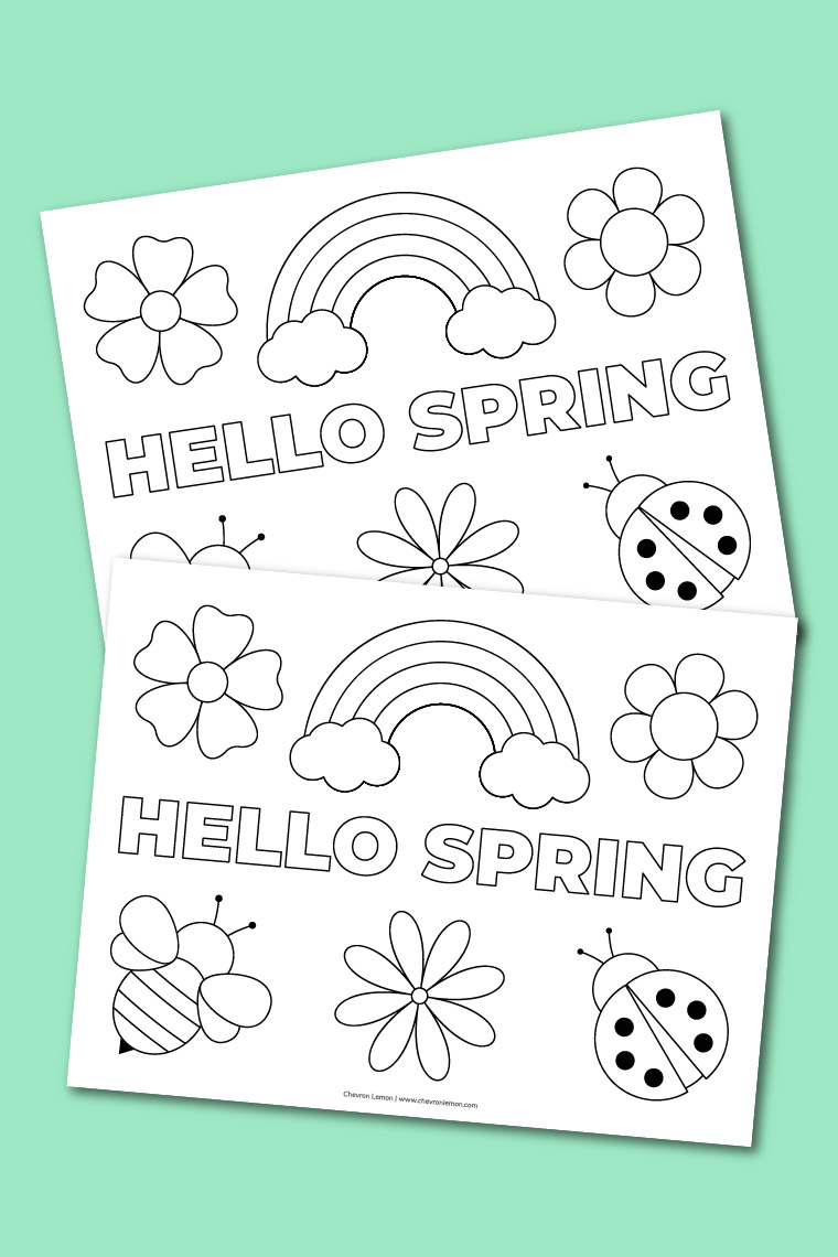 Printable hello spring coloring page