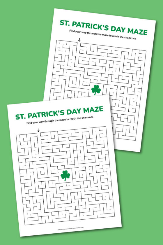 Printable St. Patrick's Day maze - Chevron Lemon