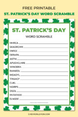 Printable St. Patrick's Day word scramble - Chevron Lemon