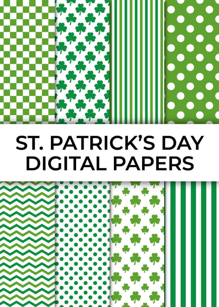 Free Printable St Patricks Day Digital Paper Pack Chevron Lemon