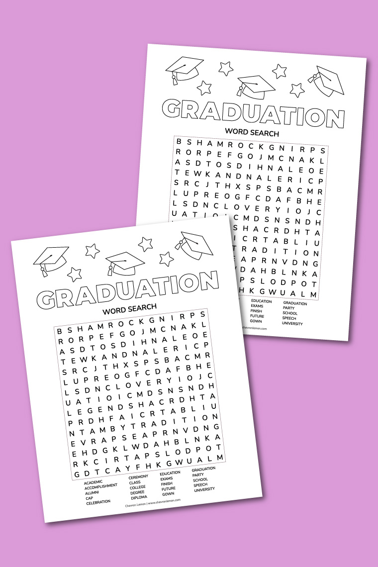 Printable graduation word search