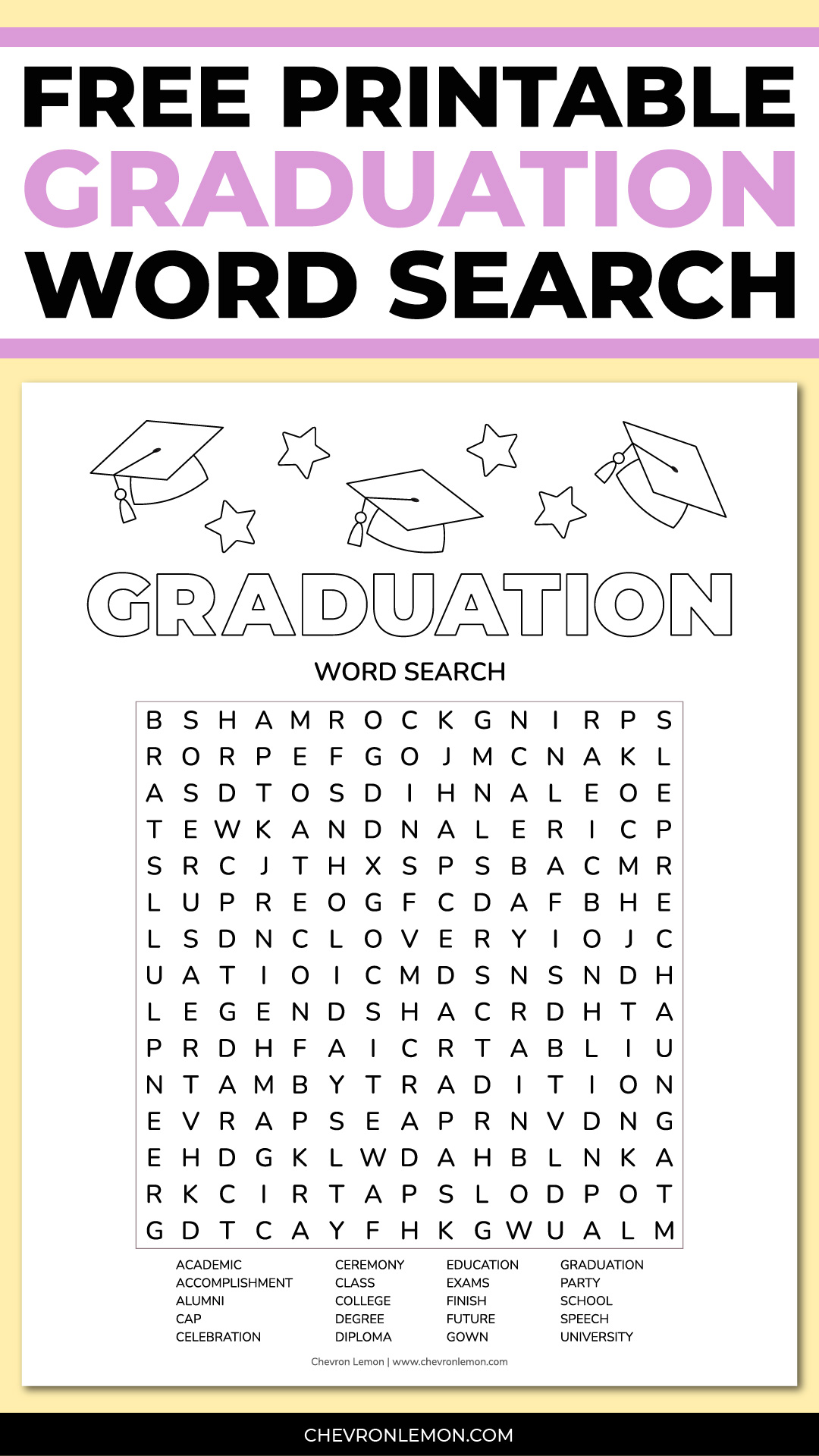 Printable graduation word search