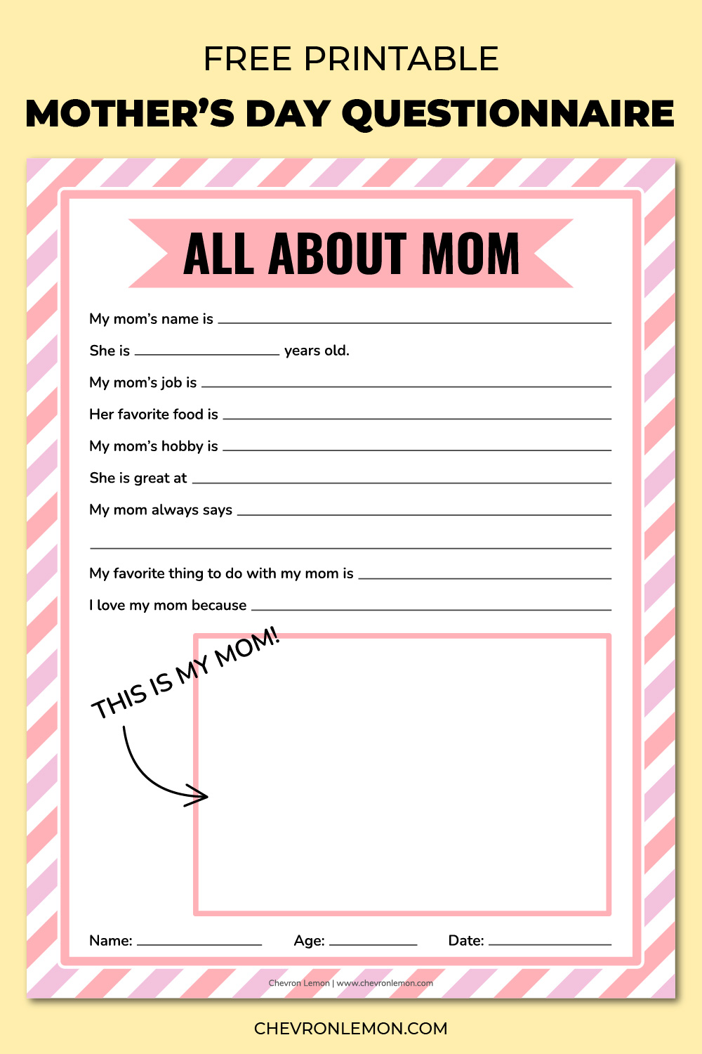 Printable Mother's Day questionnaire