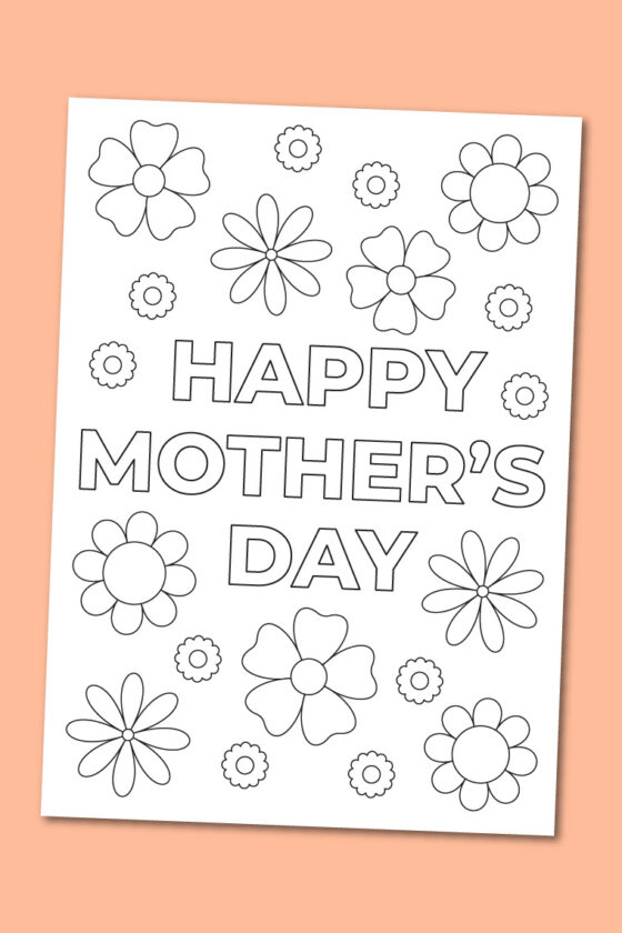 Printable Happy Mother's Day coloring card - Chevron Lemon