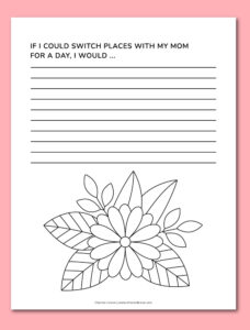 Printable Mother's Day writing prompt - Chevron Lemon