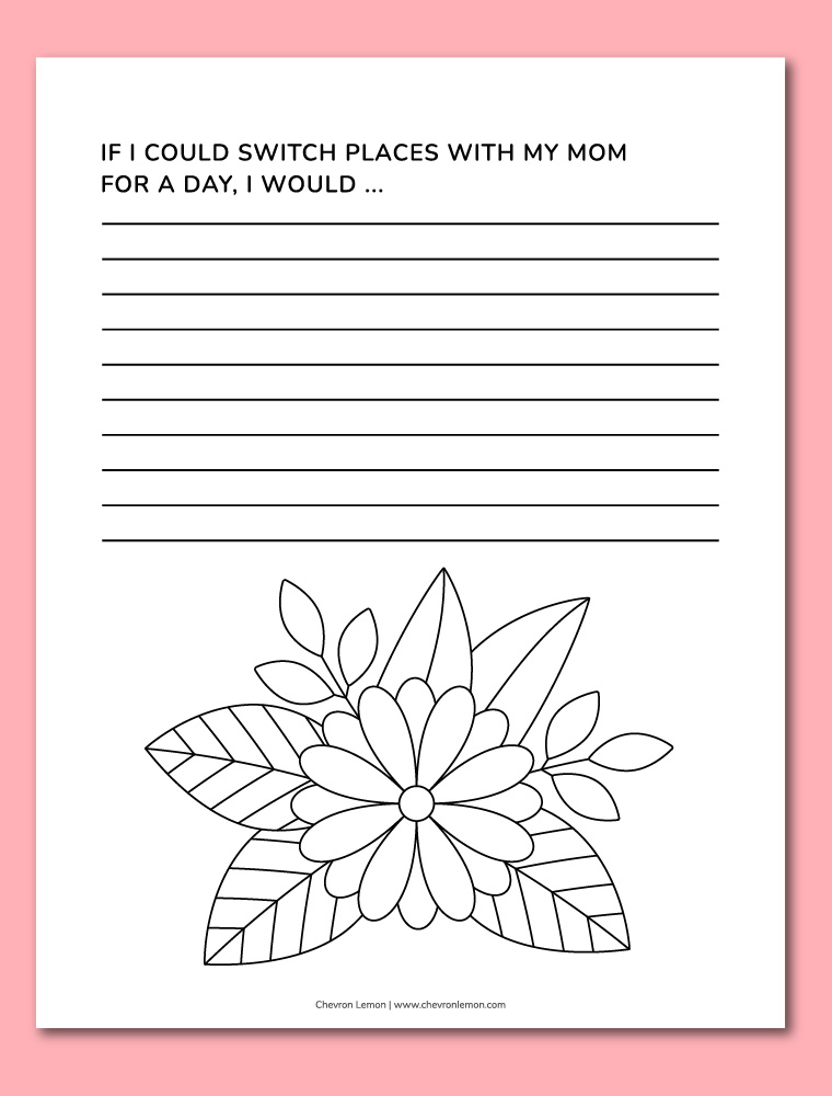 Printable Mother's Day writing prompt