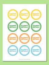 Printable Happy Birthday cupcake toppers - Chevron Lemon