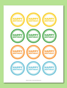 Printable Happy Birthday cupcake toppers - Chevron Lemon