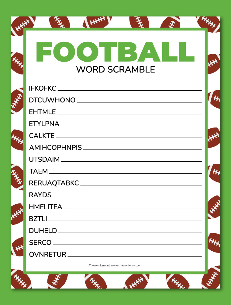Football word scramble