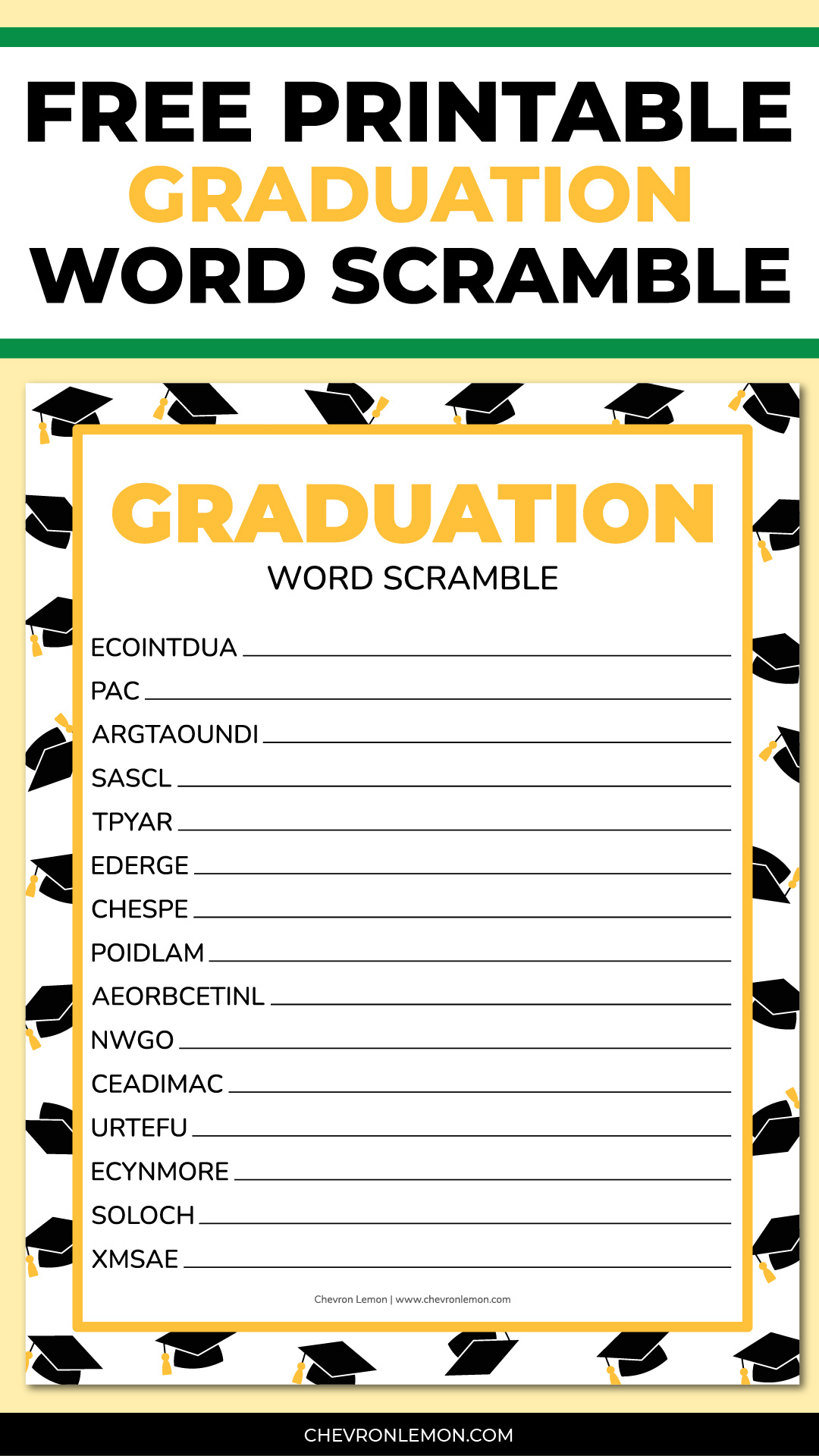 Printable graduation word scramble
