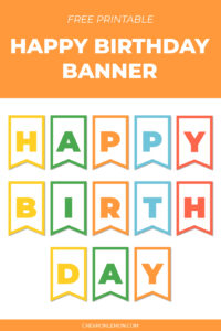 Printable Happy Birthday banner - Chevron Lemon