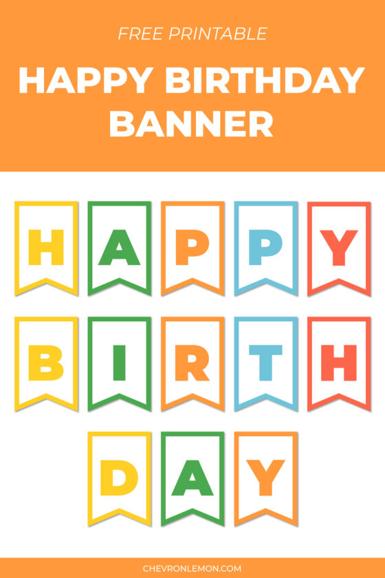 Printable Happy Birthday banner - Chevron Lemon