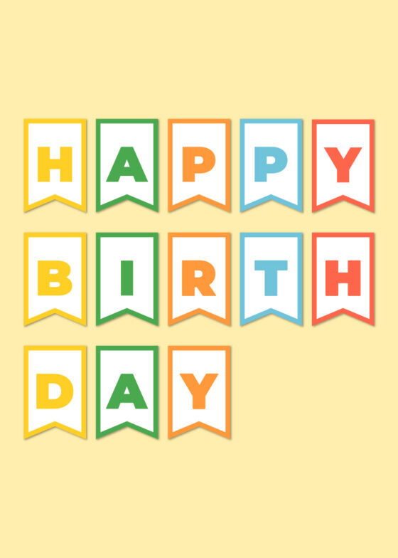 Printable Happy Birthday banner - Chevron Lemon