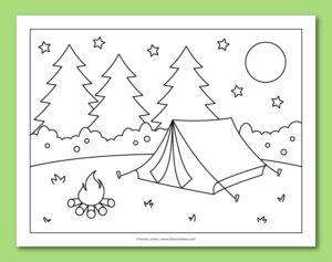 Printable camping coloring page - Chevron Lemon