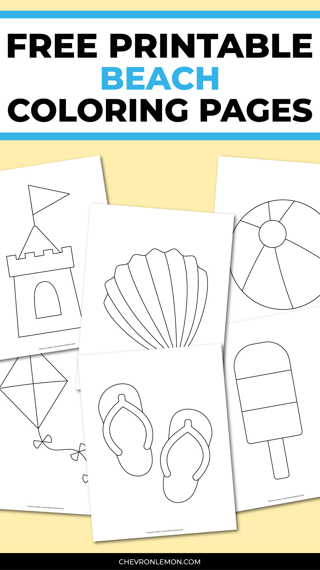 Easy printable beach coloring pages