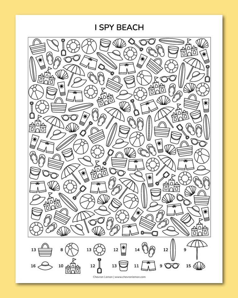 Printable I spy beach