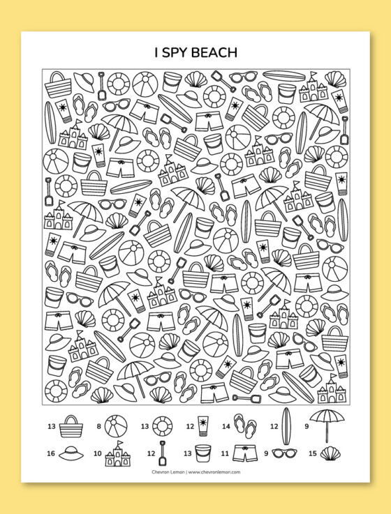 Printable I spy beach - Chevron Lemon