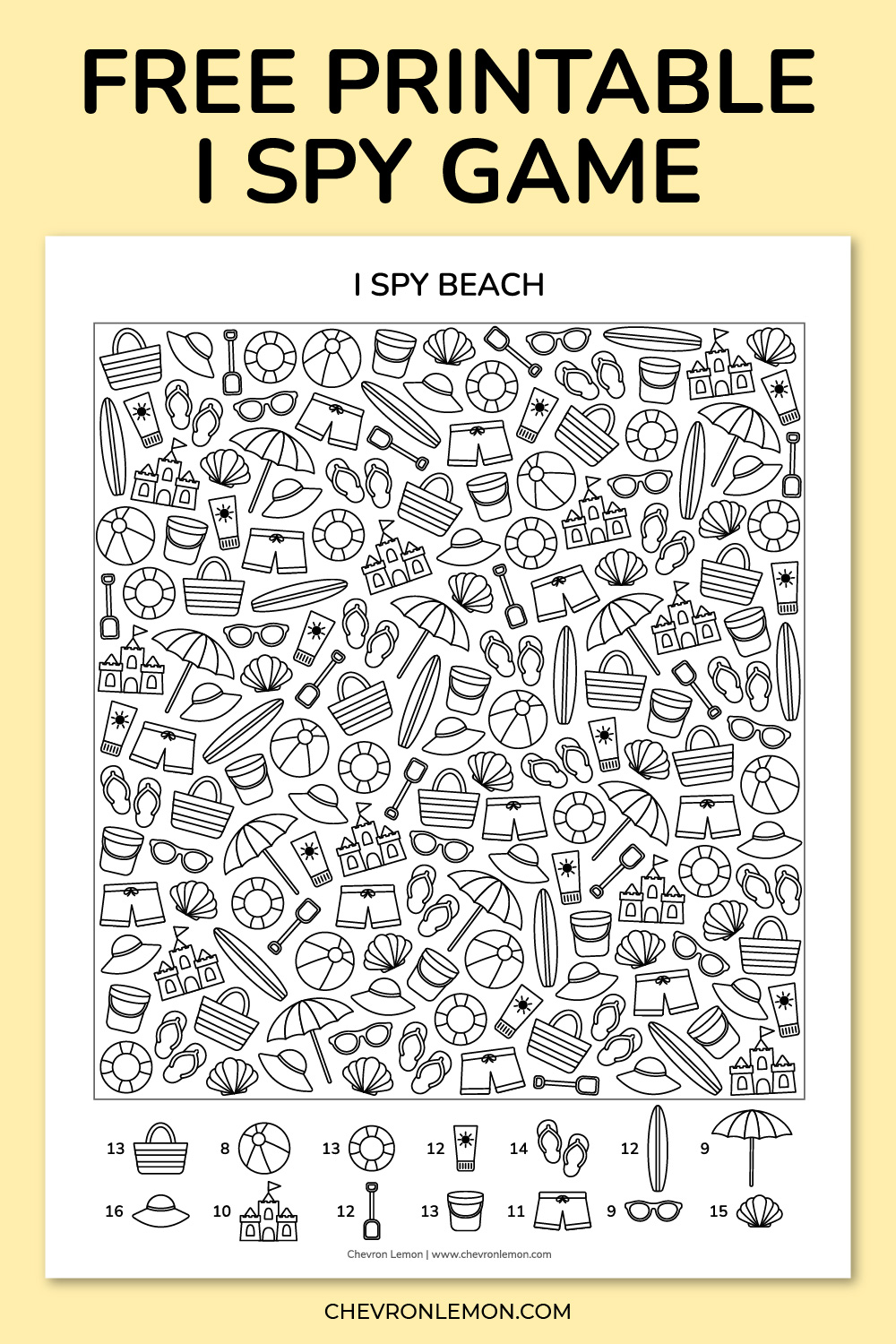 Printable I spy beach