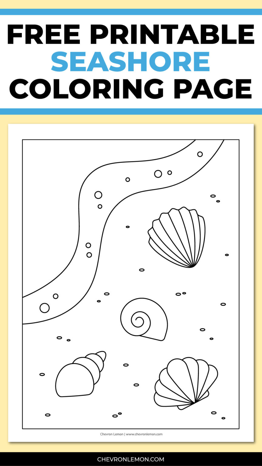 Printable seashore coloring page - Chevron Lemon