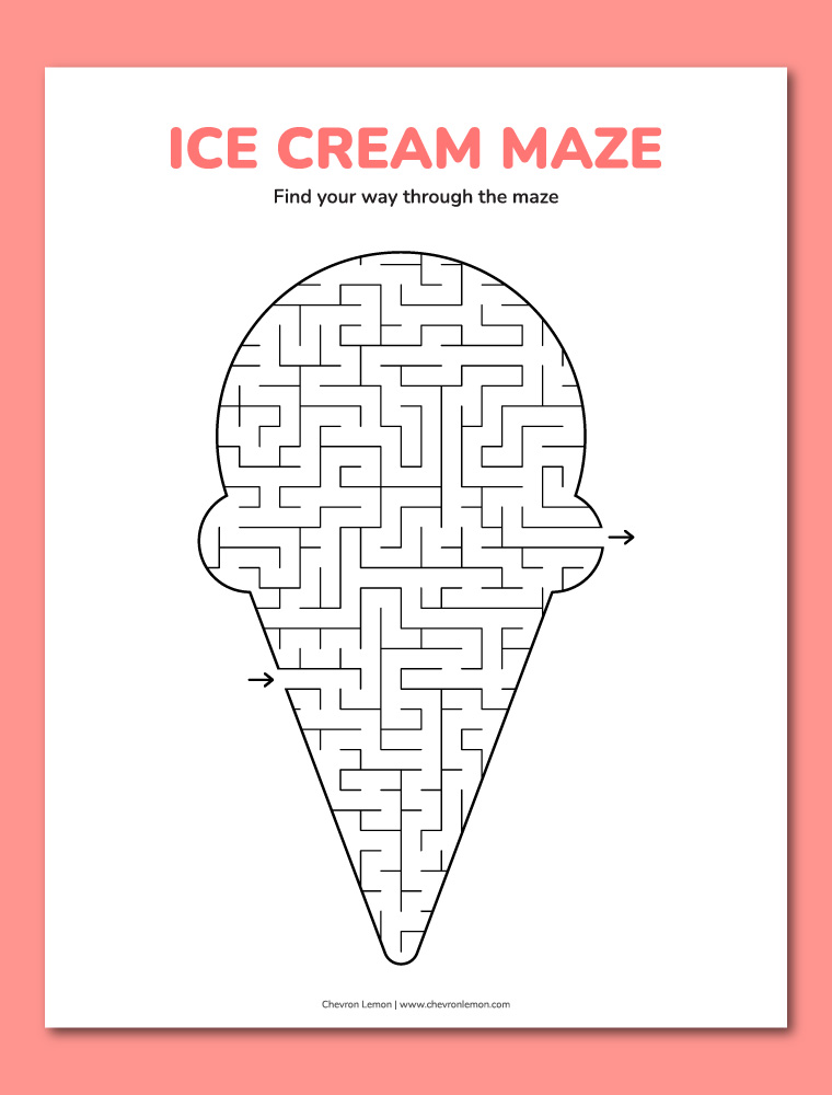Printable ice cream maze