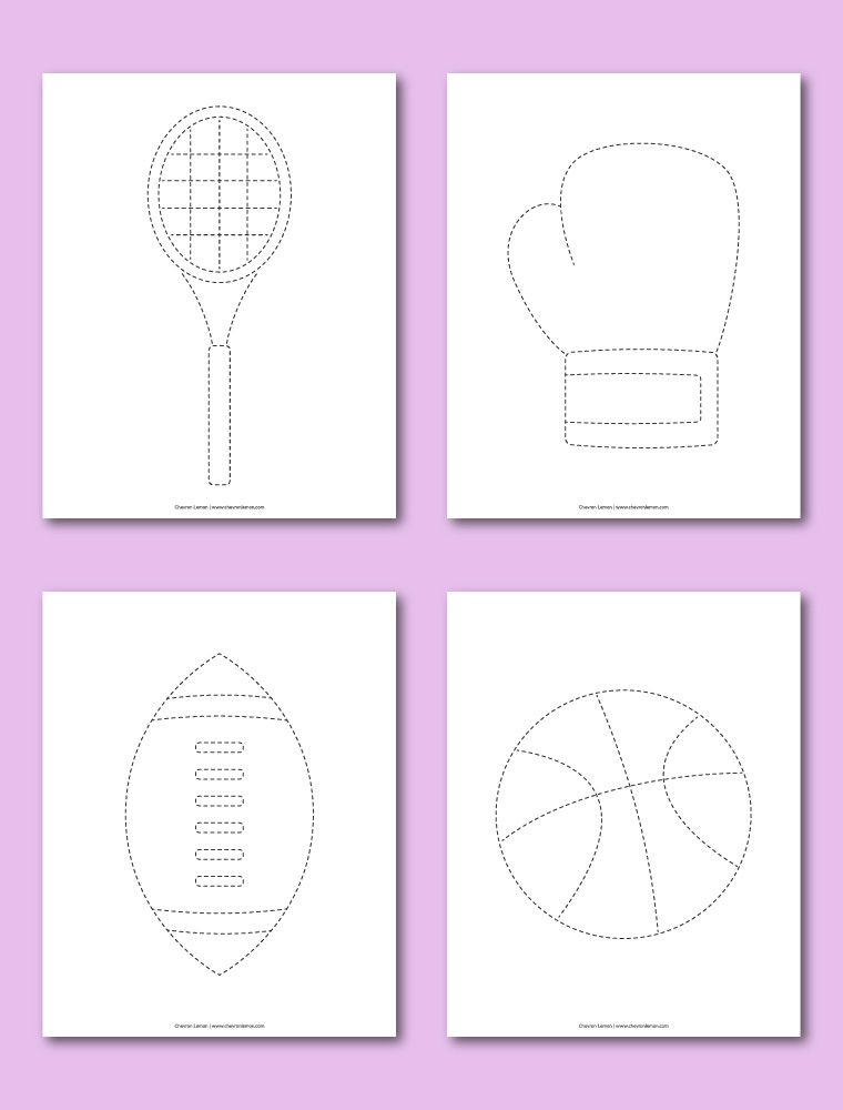 Sports picture tracing worksheets