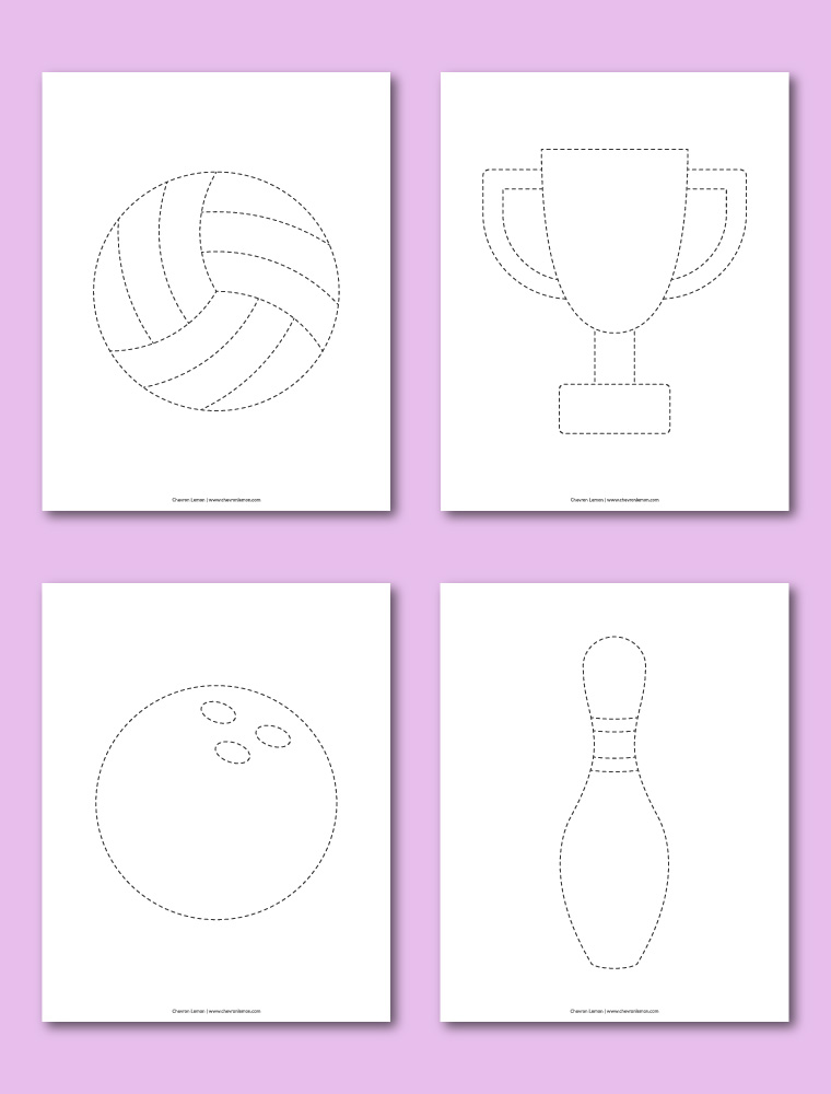 Sports picture tracing worksheets