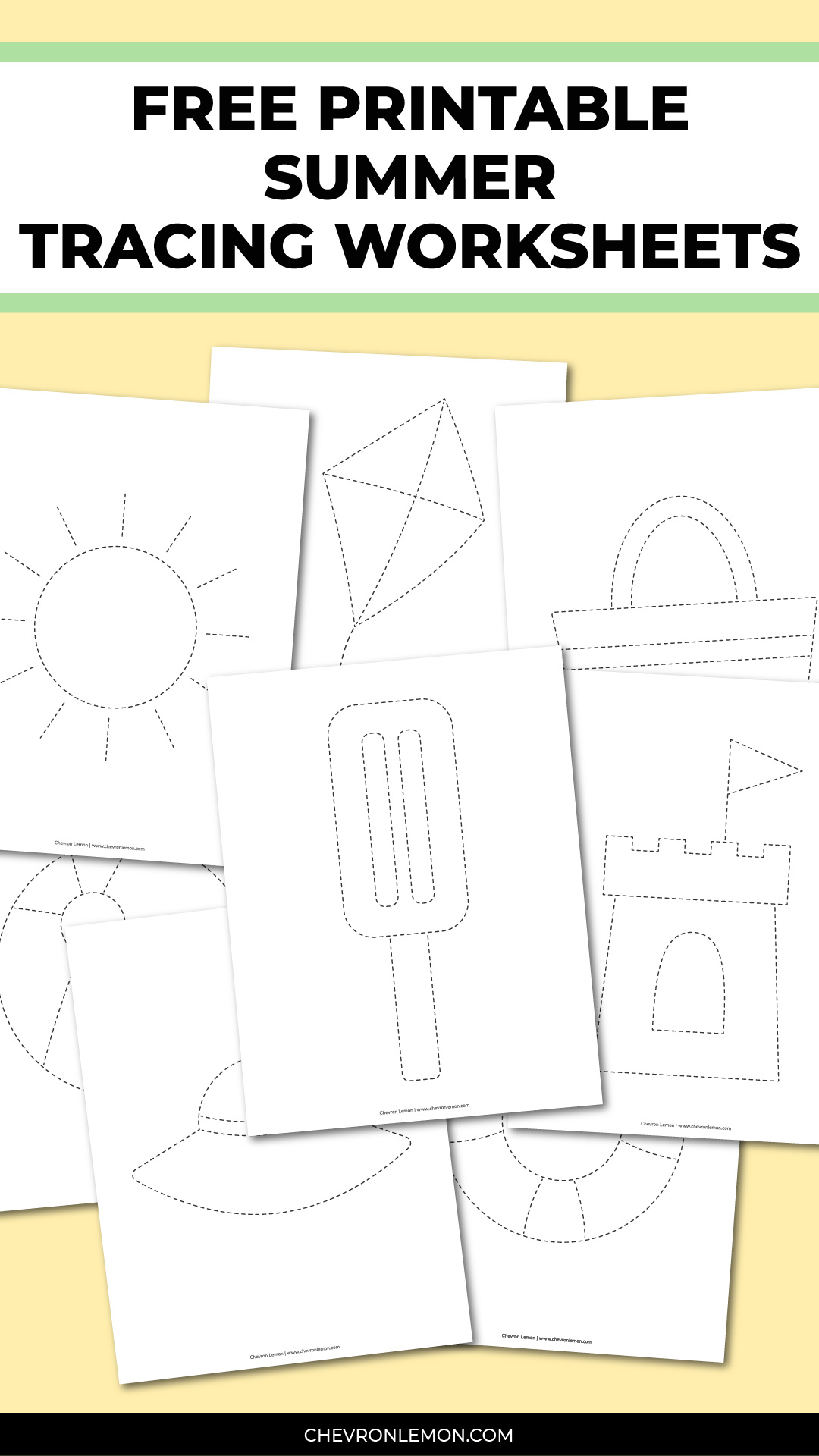 Printable summer picture tracing worksheets