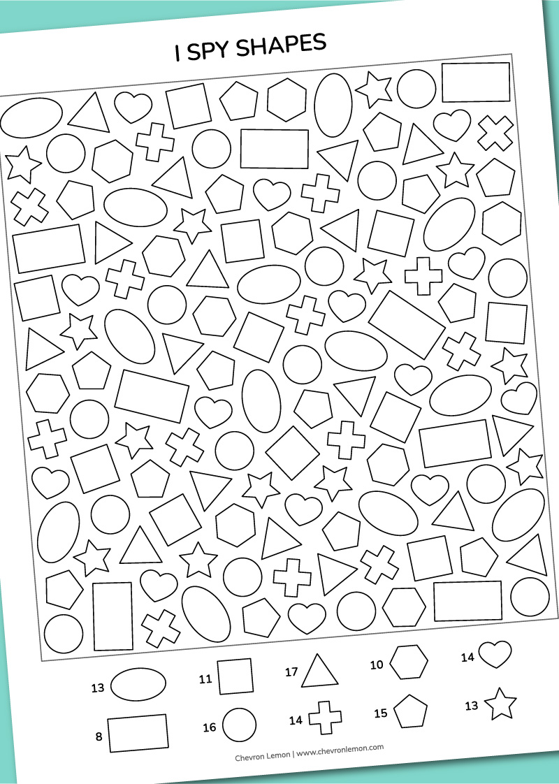 Printable I spy shapes - Chevron Lemon