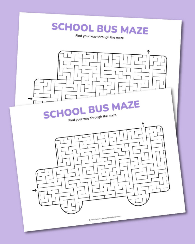 Printable school bus maze