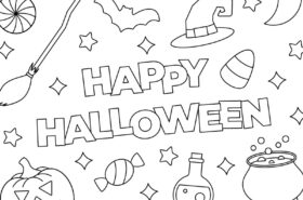 Printable Halloween coloring bookmarks - Chevron Lemon