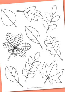 Printable fall leaves coloring page - Chevron Lemon