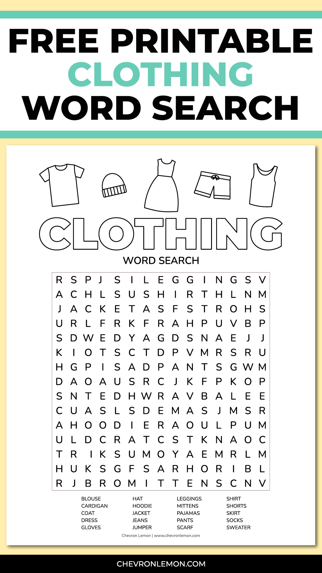 Clothing word search