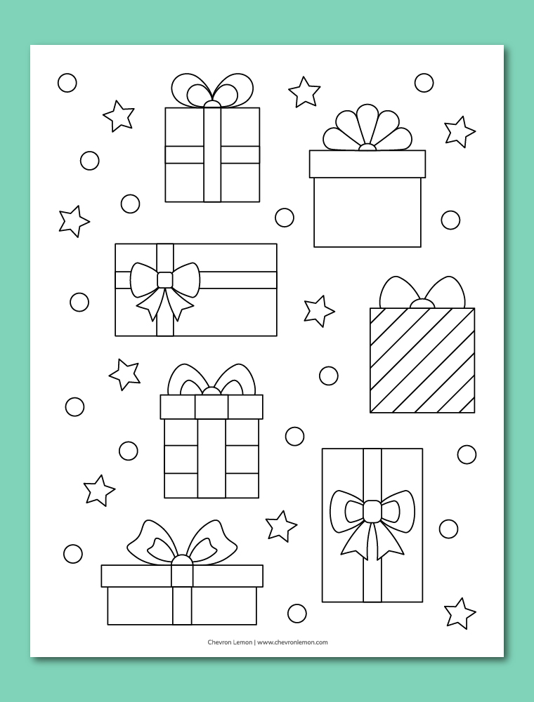 Gift boxes coloring page