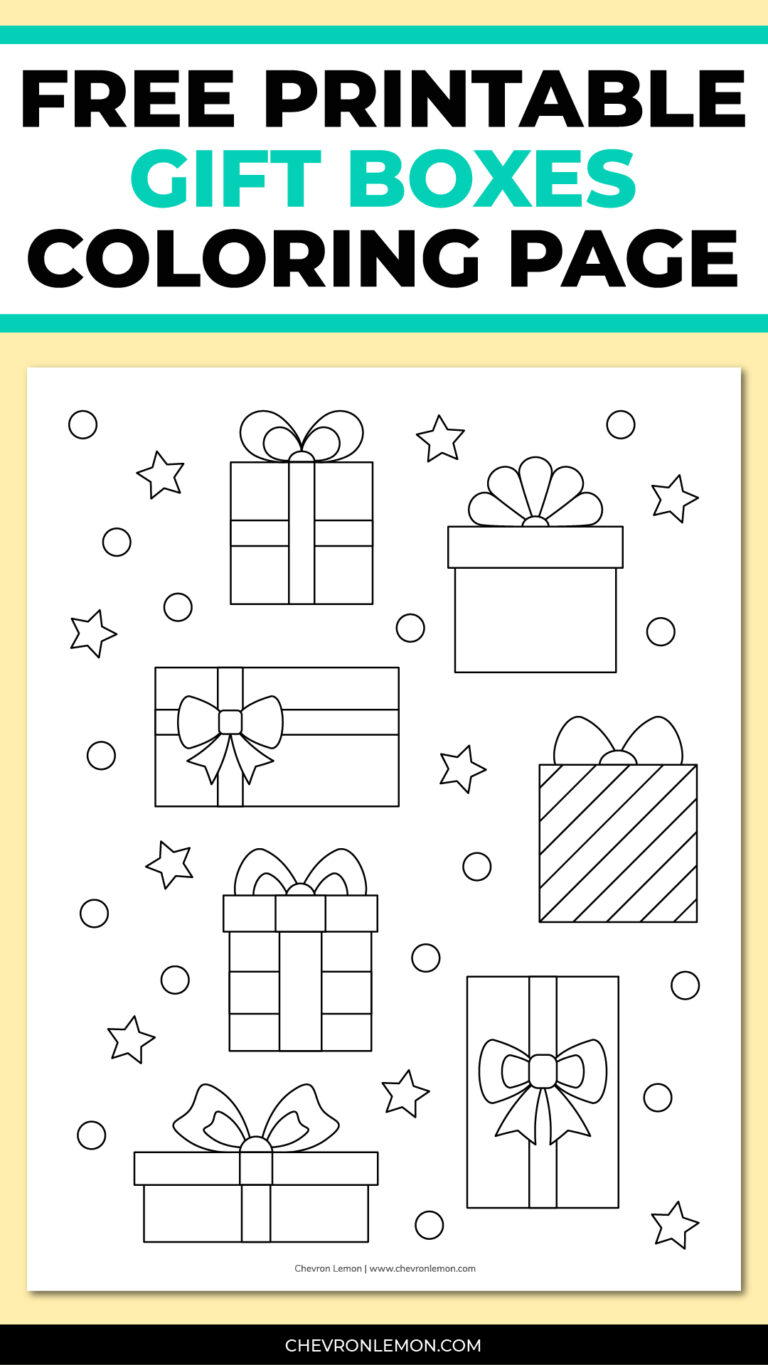 Printable gift boxes coloring page - Chevron Lemon