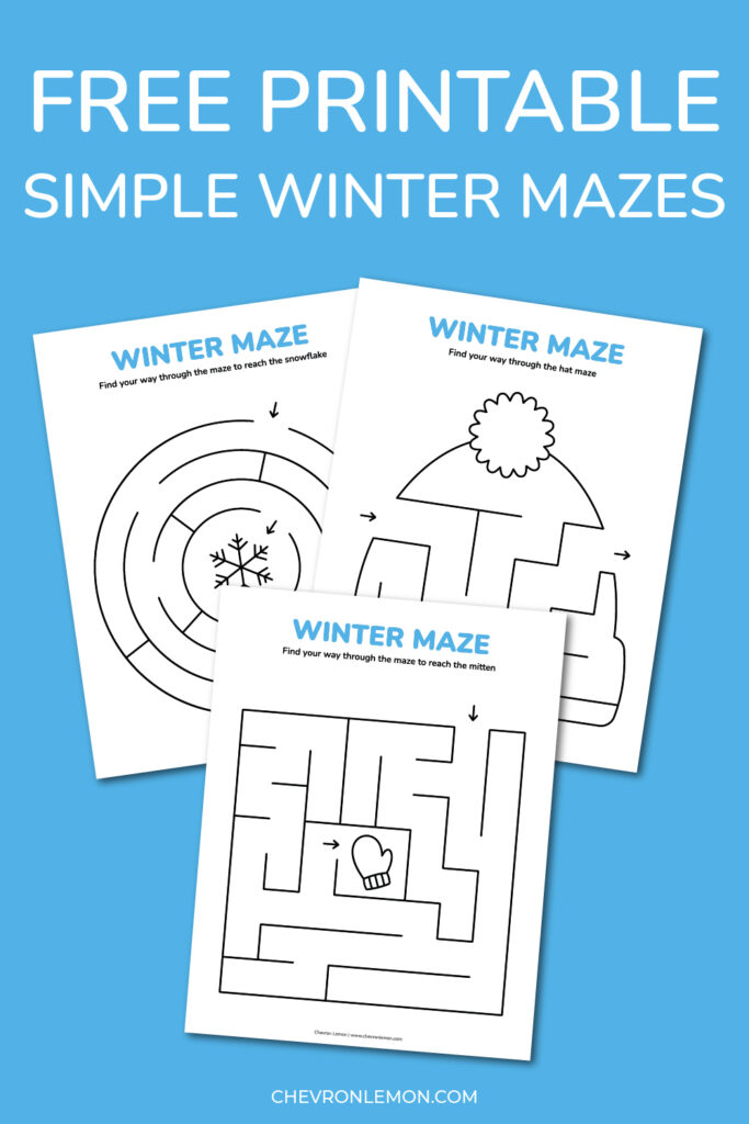 Printable simple winter mazes - Chevron Lemon