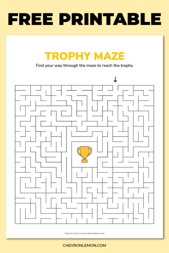 Printable trophy maze - Chevron Lemon
