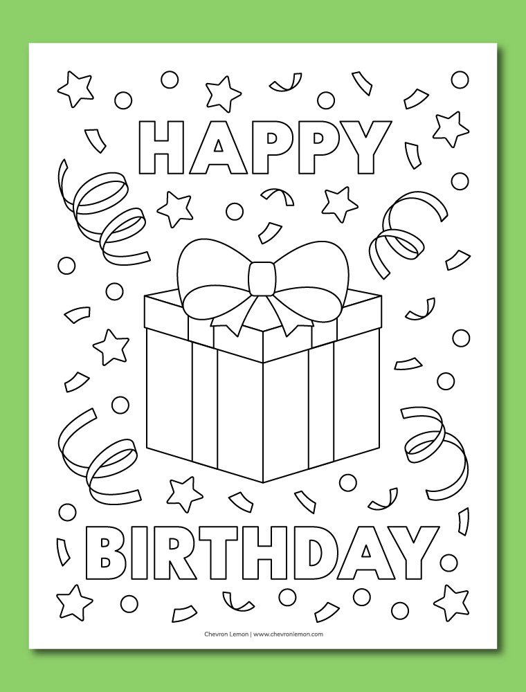 Birthday gift box coloring page