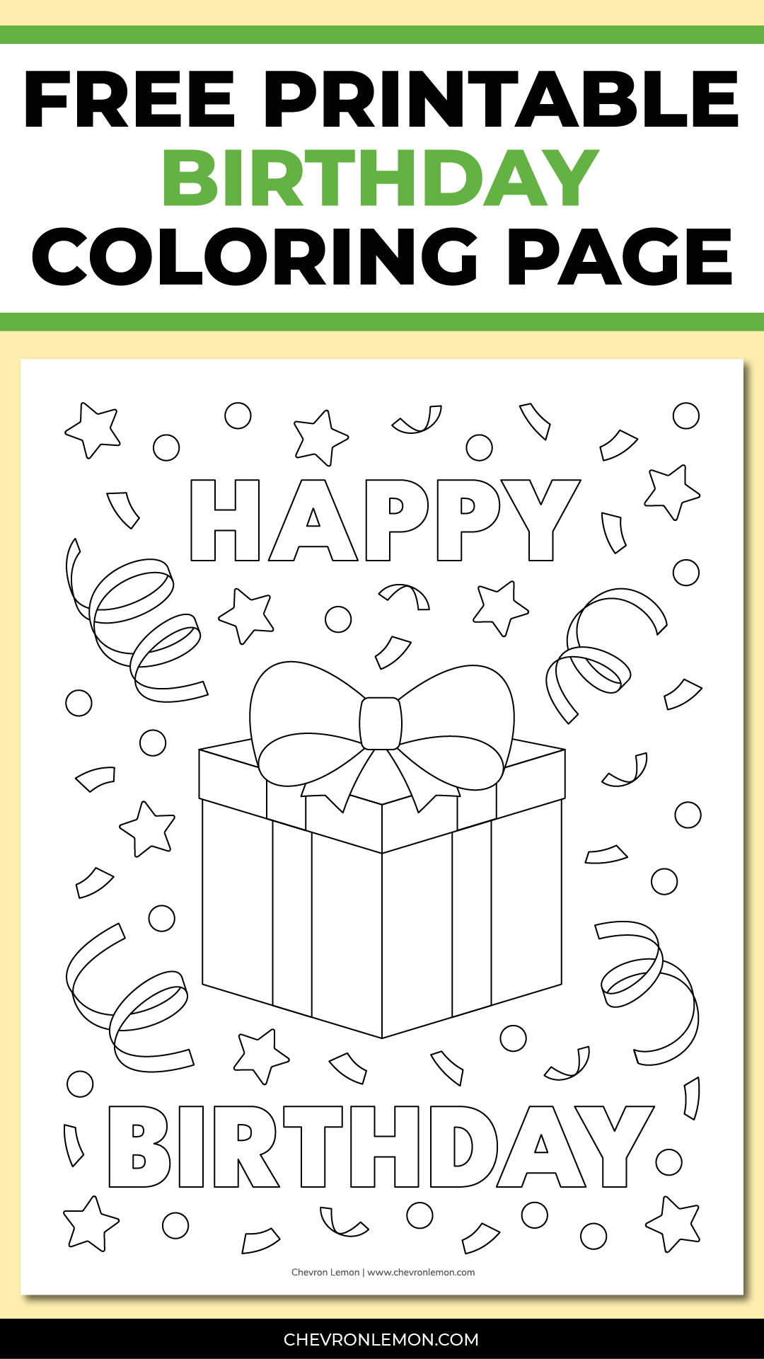 Birthday gift box coloring page