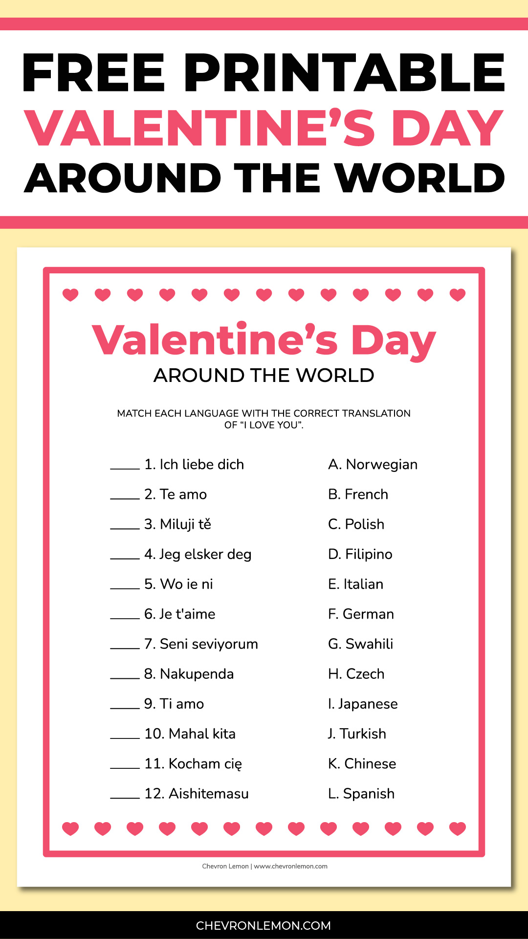 Valentine's Day around the world game