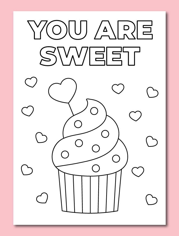 You are sweet Valentine's Day coloring card