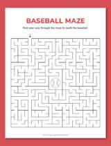 Printable baseball maze - Chevron Lemon
