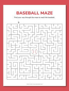 Printable baseball maze - Chevron Lemon