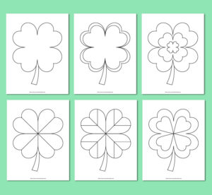 Printable four-leaf clover coloring pages - Chevron Lemon