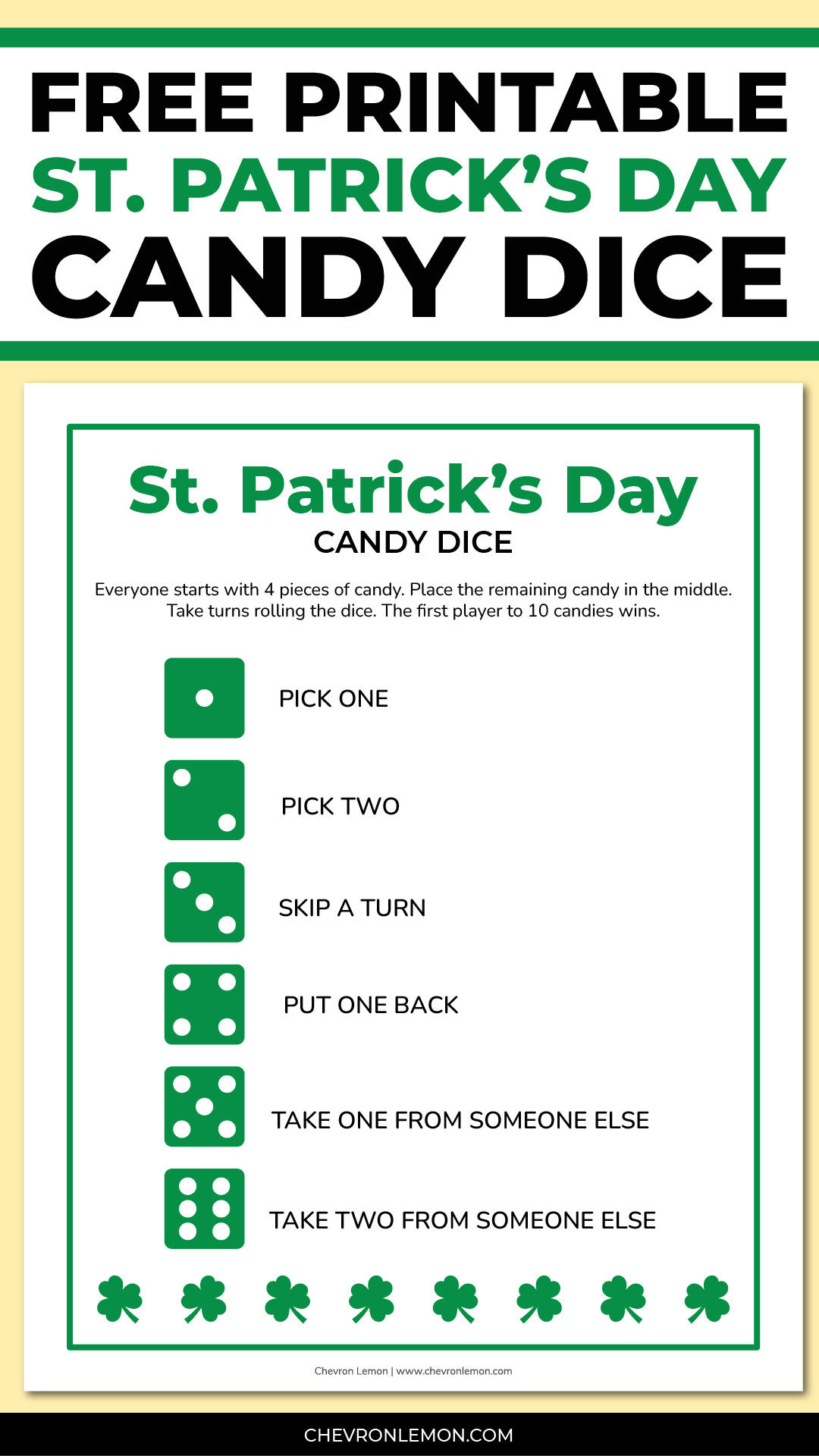 St. Patrick's Day candy dice