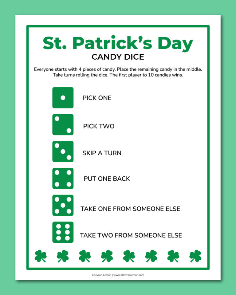 St. Patrick's Day candy dice