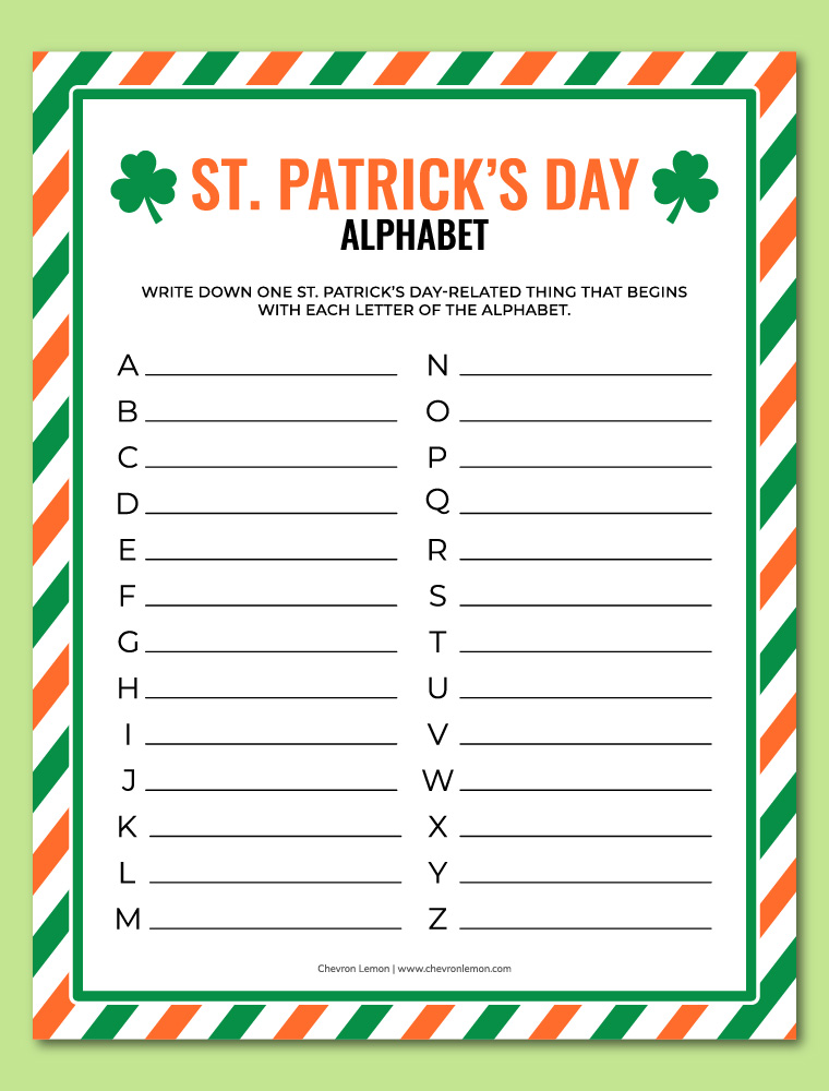 St. Patrick's Day alphabet game
