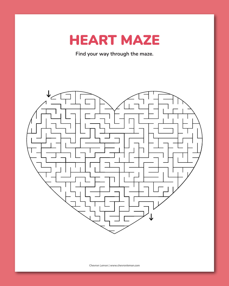 printable heart maze