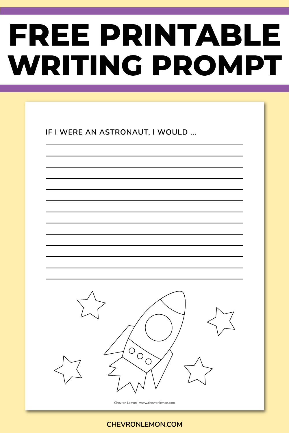 Printable if I were an astronaut writing prompt - Chevron Lemon