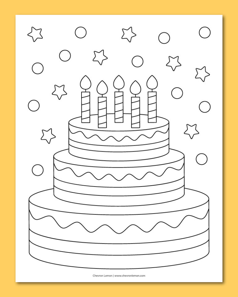 Happy Birthday Coloring Page Cake